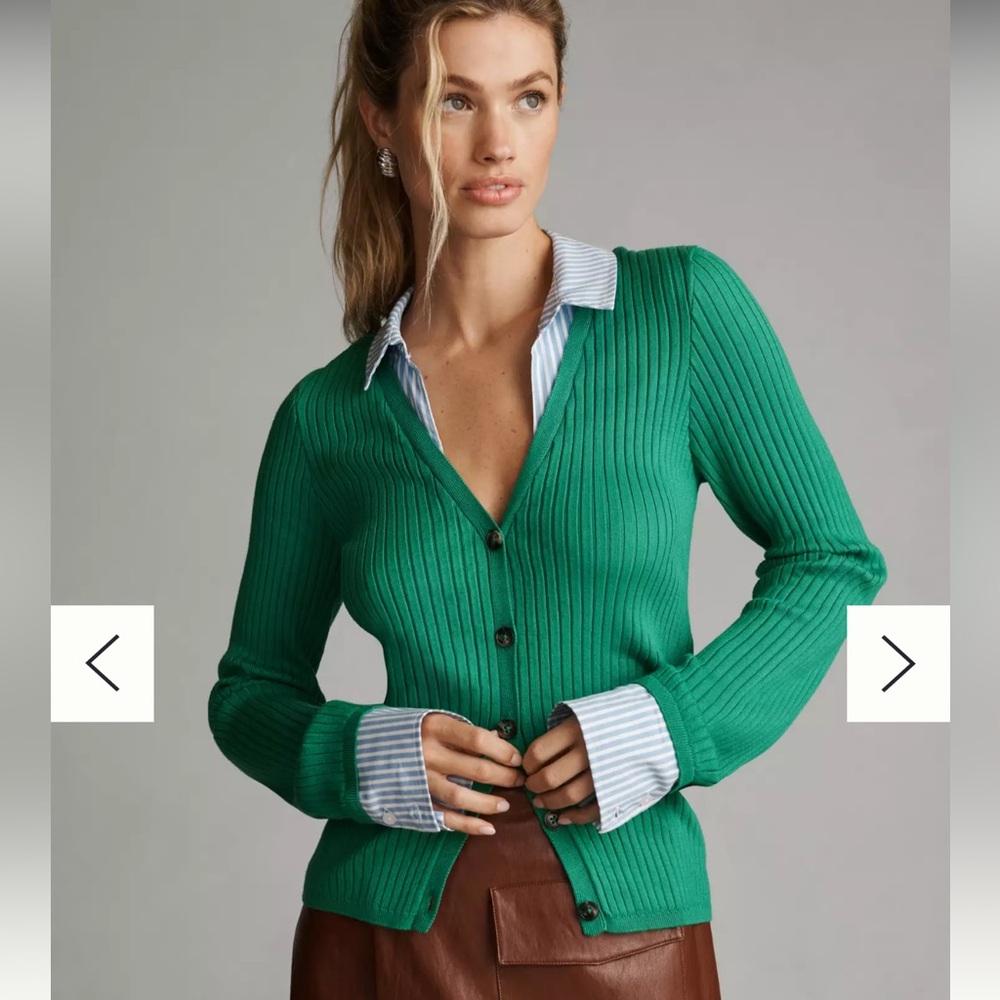 Maeve Layered Ribbed Cardigan Sweater